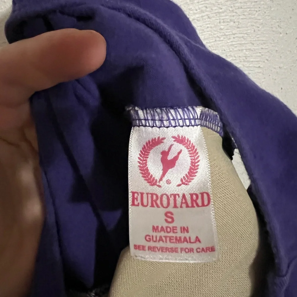 EUROTARD Classic‎ Short Sleeve Fully Lined Leotard in Grape Purple Girl's Size S